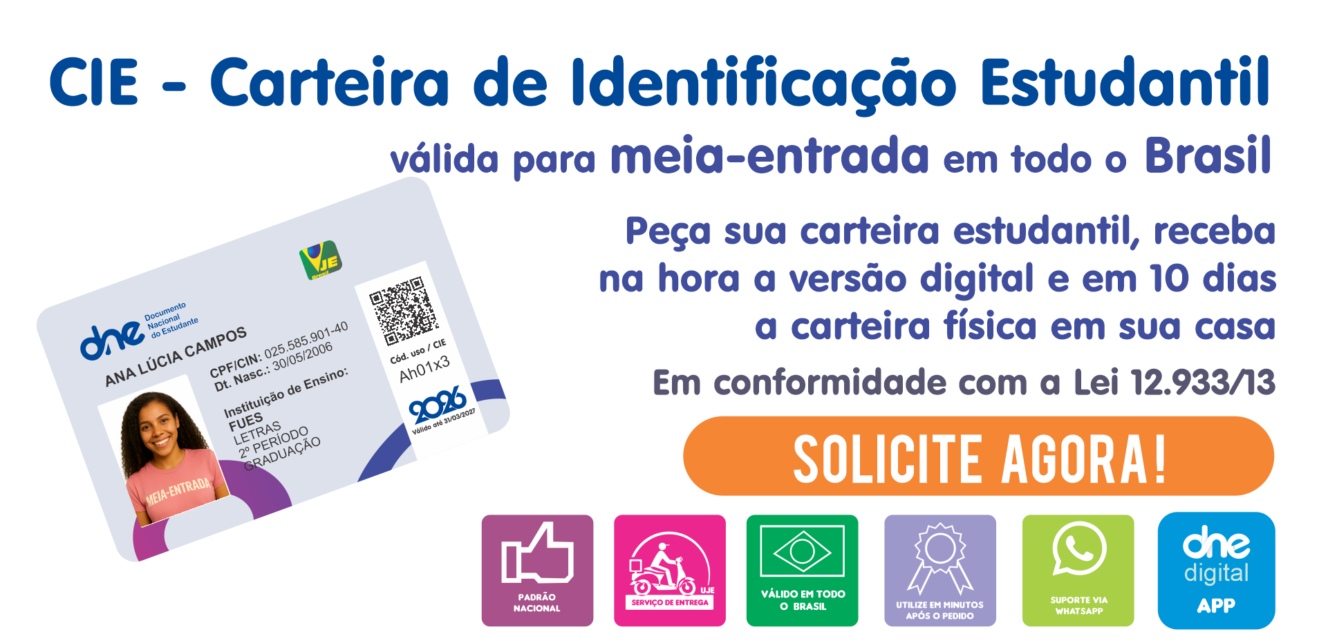Solicite sua carteirinha de estudante 2026